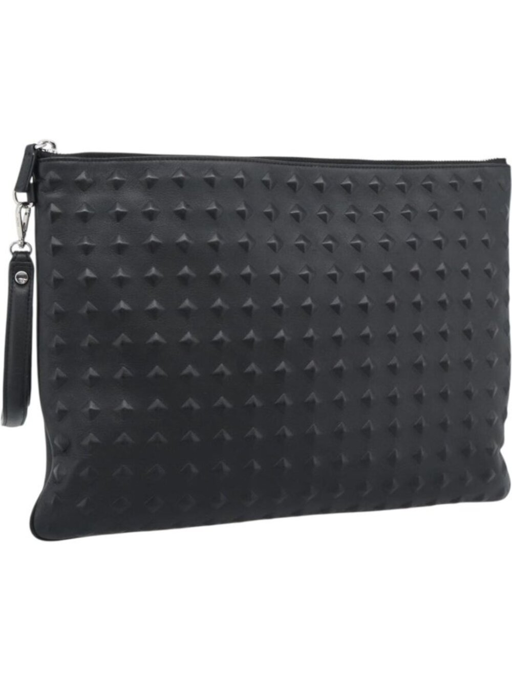 MCM Vicetos Logogram Clutch Bag PVC Leather Black Silver